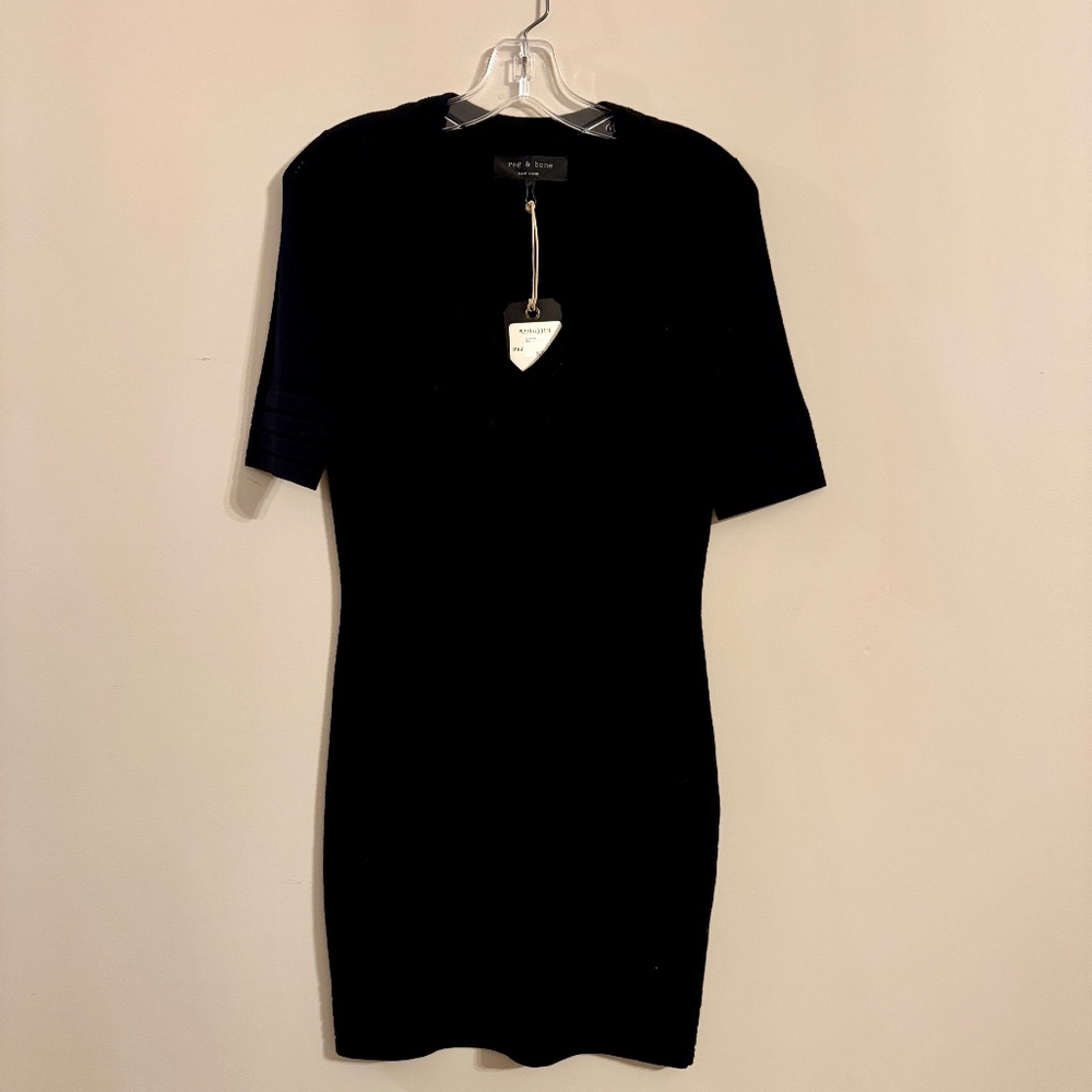 NWT Rag & Bone Knit V-Neck Little Black Dress (Size Small)